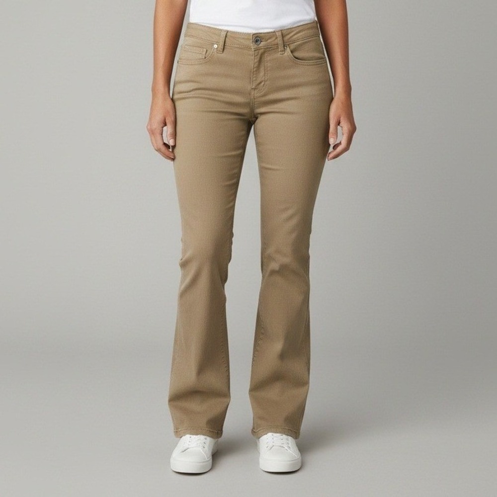 Faded Glory Ultimate Bootcut Jeans Women 12A Tan Excellent Stretch Khaki Pants